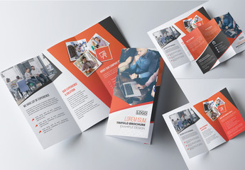 Corporate Trifold Brochure Layout with Orange Accents