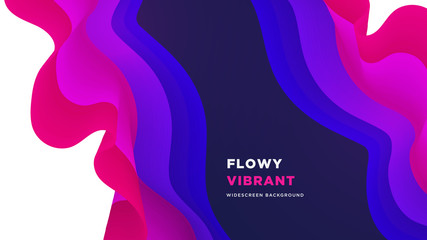 3D abstract colorful vibrant wavy widescreen background template