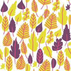 leaves trendy seamless pattern. botanical vector background. leaf surface print. textile and wallpaper design.