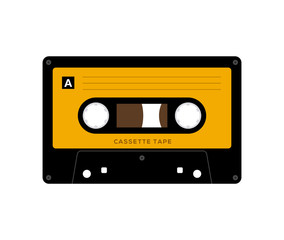 Audio cassette tape isolated vector old music retro player. Retro music audio cassette 80s blank mix