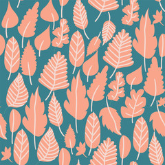 leaves trendy seamless pattern. botanical vector background. leaf surface print. textile and wallpaper design.