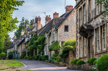 Quaint Cotswold romantic stone cottages on The Hill,  in the lovely Burford village, Cotswolds,...