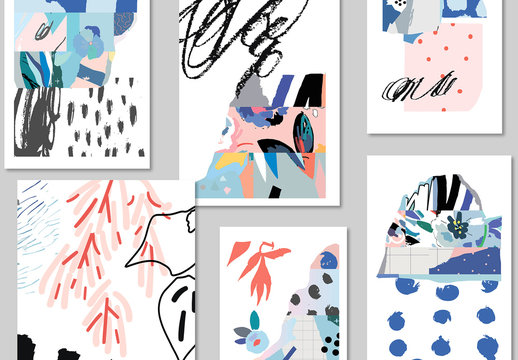 Illustrative Poster Layout Set with Abstract Paint Style