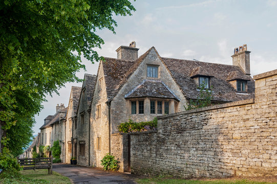 Quaint Cotswold romantic stone cottages on The Hill,  in the lovely Burford village, Cotswolds, Oxfordshire