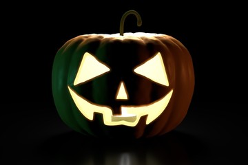 3D Halloween pumpkin - Jack-o-Lantern on black background