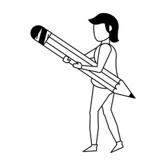 woman faceless avatar body cartoon in black and white