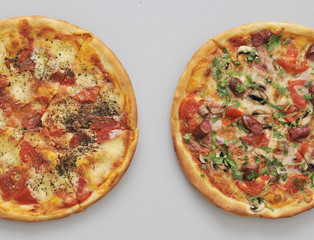 Delicious pizza on light board.