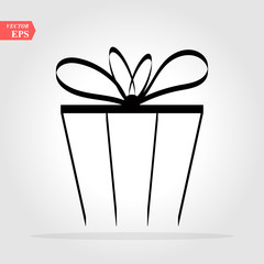 Gift. Isolated vector icon, sign, emblem, pictogram. Flat style for design, web, logo or UI. Eps10