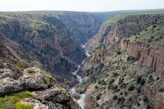 Aksu Canyon seen from Sayram-Ugam National Park in the southern province of the Republic of Kazakhstan
