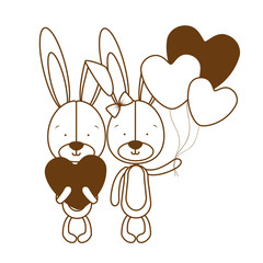 silhouette of cute bunny with helium balloons