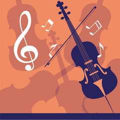 musical cello on note background © djvstock