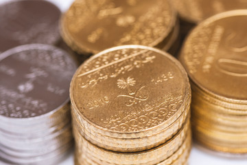 Close up to Saudi Arabia coins