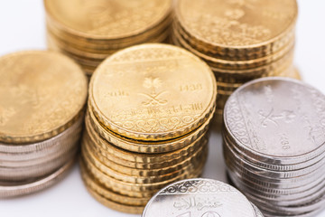 Close up to Saudi Arabia coins