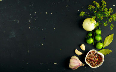 TEXTURE OF VEGETABLES ON A DARK BACKGROUND. CONCEPT OF PREPARING VEGETABLES FOR WINTER.