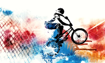Papier Peint photo autocollant Best-sellers Sport Illustration sportive du cycliste bmx