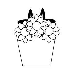 nature ornament flowers decoration cartoon in black and white