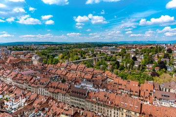 Panoramic view of the city of Bern on a summer sunny day