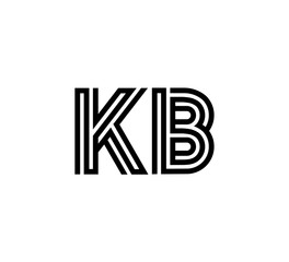 Initial two letter black line shape logo vector KB