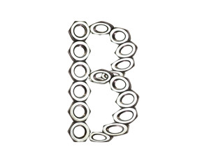 English letter B from bolts