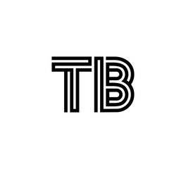 Initial two letter black line shape logo vector TB