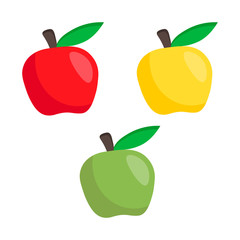 set apple illustration isolated on white background. Simple fruit flat icon