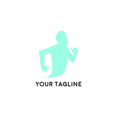 Run club logo, design for event, advertising, greeting cards or print.  emblem with abstract running people silhouettes, label for sports club, sport tournament, competition, marathon and healthy life
