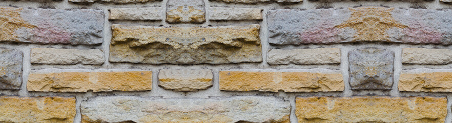 panoramic banner background. Different textures, stone, brick, tiles.