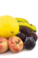 Assorted fruits with white background