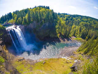 Landscape of Snoqualmie Falls in Washington State USA