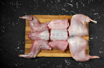 Fresh green zucchini on a dark table. The view from the top. Copy space.