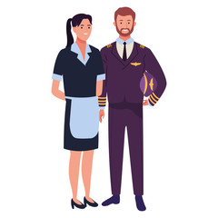 Professionals workers couple smiling cartoons