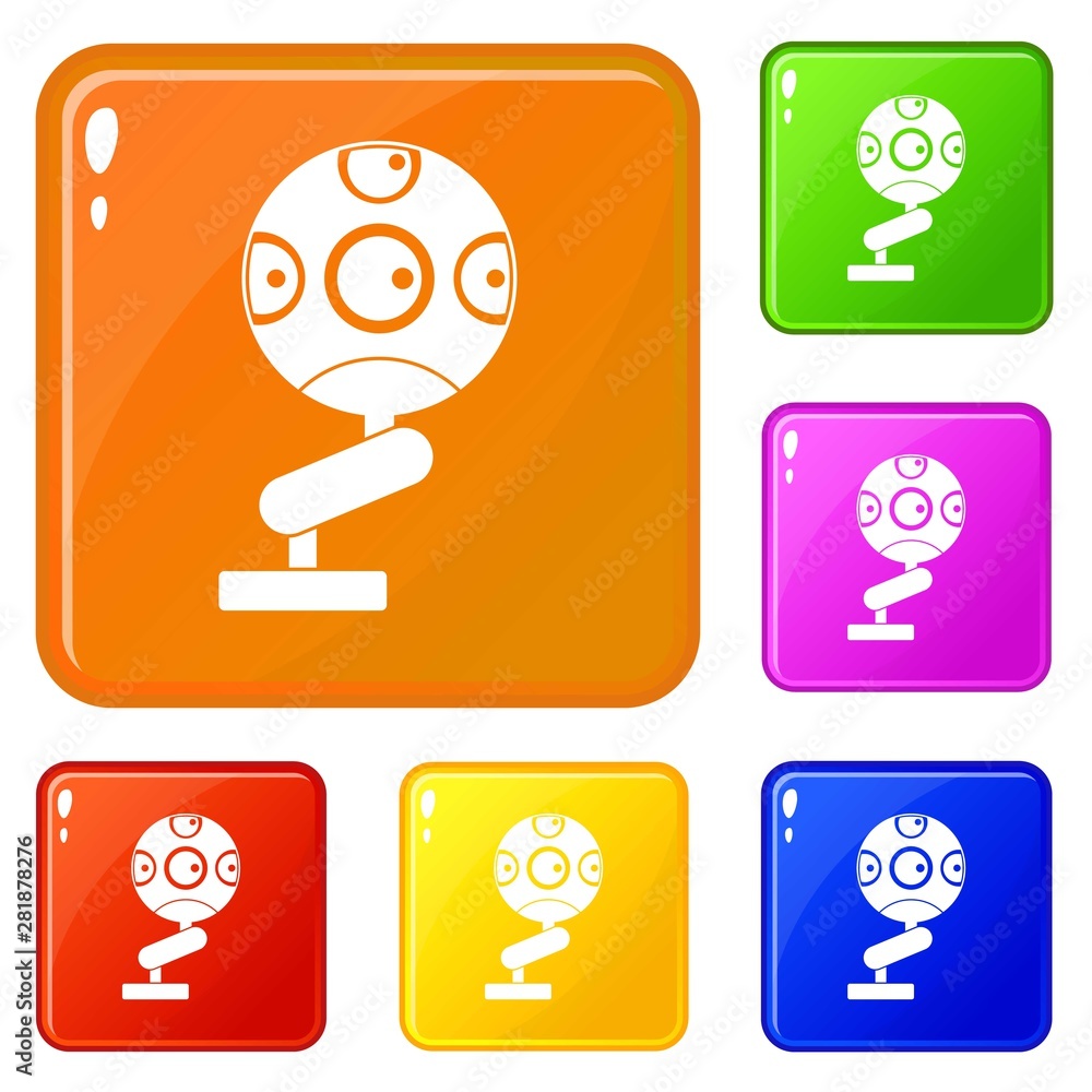 Aufkleber game device icons set collection vector 6 color isolated on white background