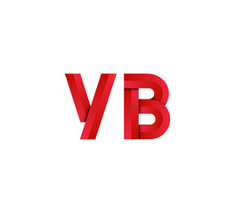 Initial two letter red 3D logo vector YB