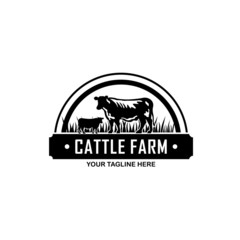 Cattle Farm Logo Design Stock Vector