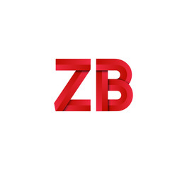 Initial two letter red 3D logo vector ZB