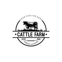 Cattle Farm Logo Design Stock Vector