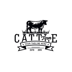 Cattle Farm Logo Design Stock Vector