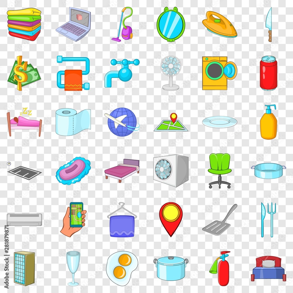 Poster guest icons set. cartoon style of 36 guest vector icons for web for any design