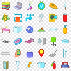 Guest icons set. Cartoon style of 36 guest vector icons for web for any design