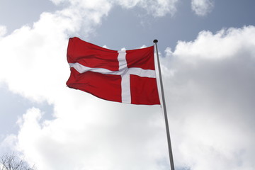 The Danish flag waving in the wind
