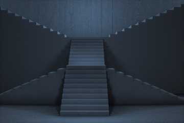Obraz premium The stairway in the dark basement, 3d rendering.