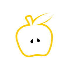 Yellow Apple vector outline icon. Modern minimal flat design style. illustration monochrome of apple logo.