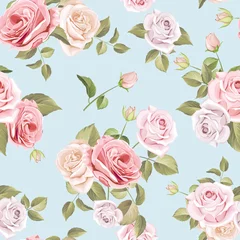 Foto op Plexiglas Rozen mooie rozen naadloos patroon