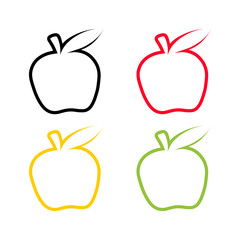 set contour apple illustration isolated on white background. collection simple fruit flat icon