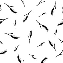 Black and white spring seamless pattern