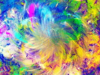 Türaufkleber Gemixte farben Regenbogen abstrakte fraktale Hintergrund 3D-Rendering-Illustration