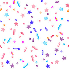 Sprinkle Cupcake Donut Topping. Seamless Pattern 