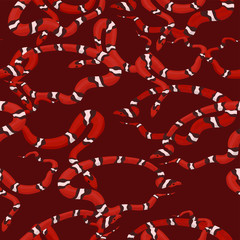 Seamless pattern of milk snakes. For wrapping paper or fabric. Vector graphics.