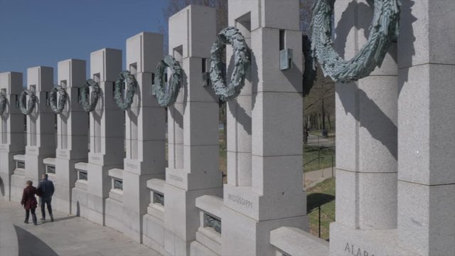 The fountains of the World War ll Memorial, Washington DC, United States of America, North America