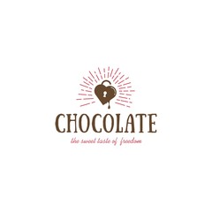 Chocolate logo with unlock heart, Freedom, Rays